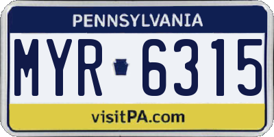 PA license plate MYR6315