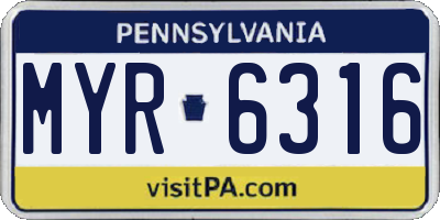 PA license plate MYR6316