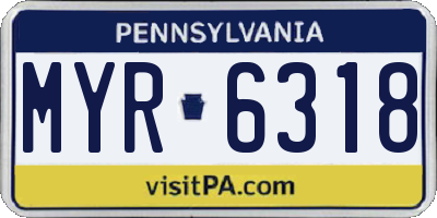 PA license plate MYR6318