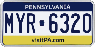 PA license plate MYR6320