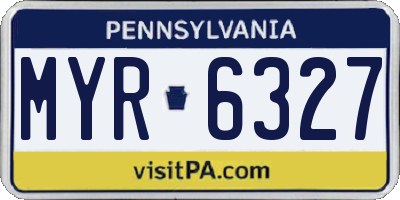 PA license plate MYR6327