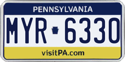 PA license plate MYR6330