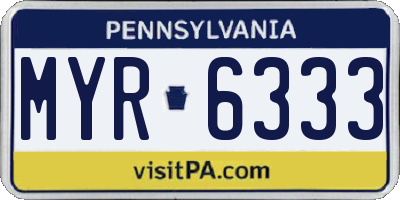 PA license plate MYR6333