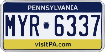 PA license plate MYR6337