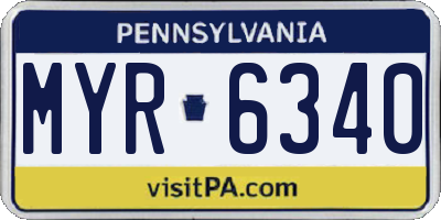 PA license plate MYR6340