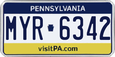 PA license plate MYR6342