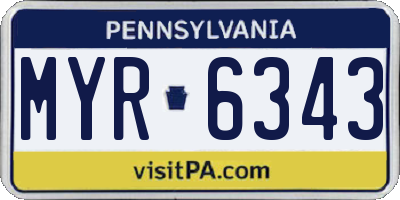 PA license plate MYR6343