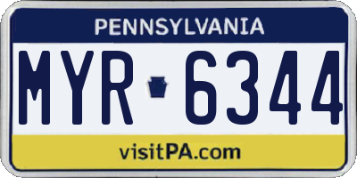 PA license plate MYR6344