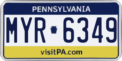 PA license plate MYR6349
