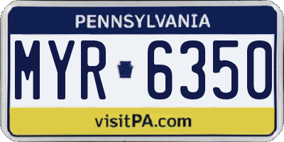 PA license plate MYR6350
