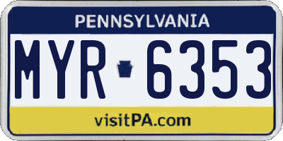 PA license plate MYR6353