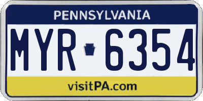 PA license plate MYR6354