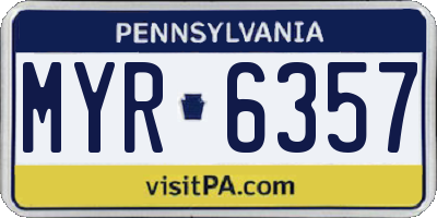 PA license plate MYR6357