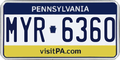 PA license plate MYR6360