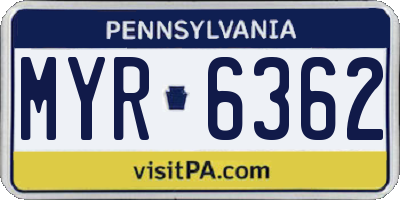 PA license plate MYR6362
