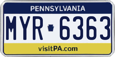 PA license plate MYR6363