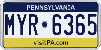 PA license plate MYR6365