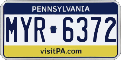 PA license plate MYR6372