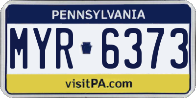 PA license plate MYR6373