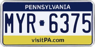 PA license plate MYR6375