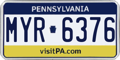 PA license plate MYR6376