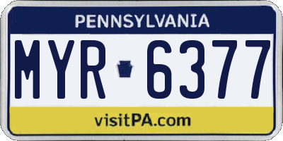 PA license plate MYR6377