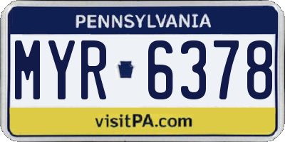 PA license plate MYR6378