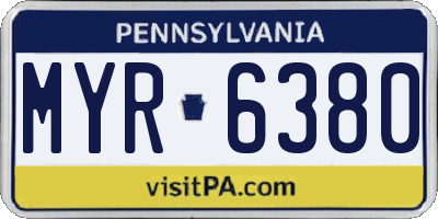 PA license plate MYR6380
