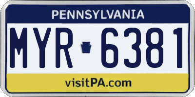 PA license plate MYR6381