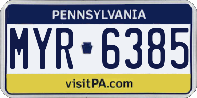 PA license plate MYR6385