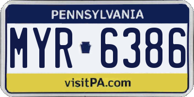 PA license plate MYR6386