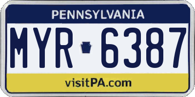 PA license plate MYR6387