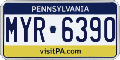 PA license plate MYR6390