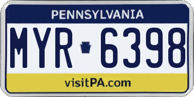 PA license plate MYR6398