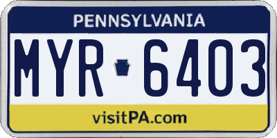 PA license plate MYR6403