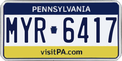 PA license plate MYR6417