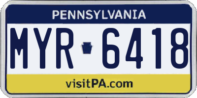 PA license plate MYR6418
