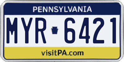 PA license plate MYR6421