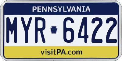 PA license plate MYR6422