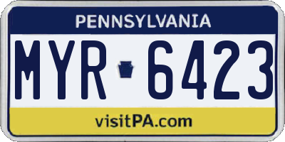 PA license plate MYR6423