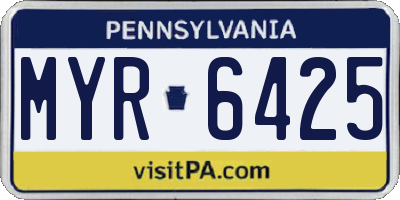 PA license plate MYR6425