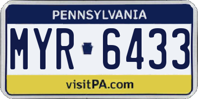 PA license plate MYR6433