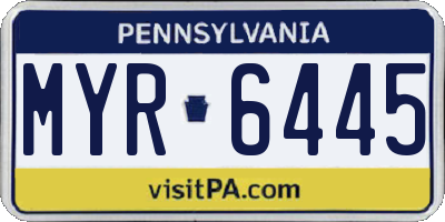 PA license plate MYR6445