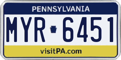 PA license plate MYR6451