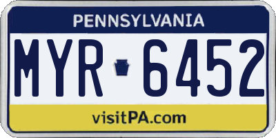 PA license plate MYR6452