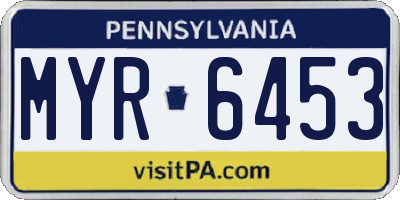 PA license plate MYR6453