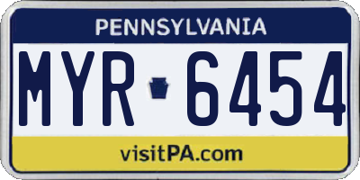 PA license plate MYR6454
