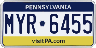 PA license plate MYR6455
