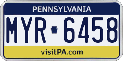 PA license plate MYR6458
