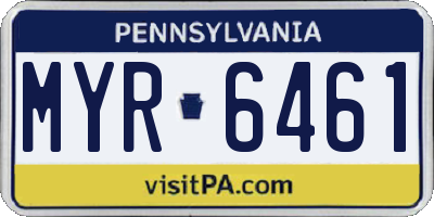 PA license plate MYR6461